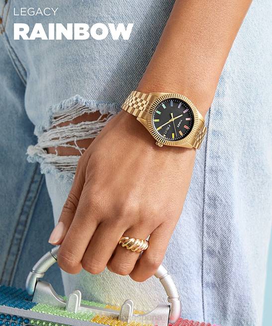 relojes | Timex reloj Legacy Rainbow de 36 mm con pulsera de acero inoxidable tono dorado/negro hombres Z8X2144