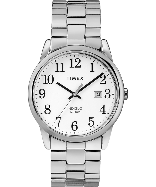 relojes | Timex reloj con correa de expansión de 38 mm y fecha de fácil lectura cromo/tono plateado/blanco hombres Z8X2142