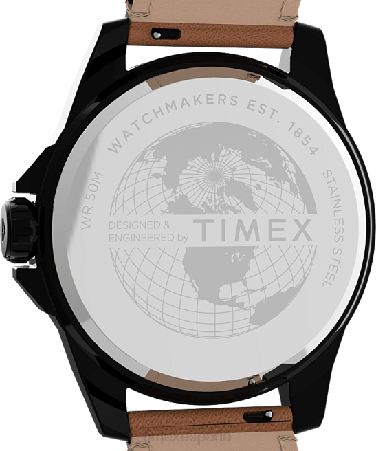 relojes | Timex reloj essex avenue de 44 mm con correa de cuero negro/bronceado hombres Z8X2149