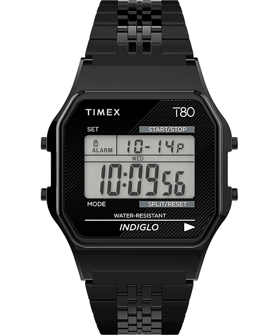 relojes | Timex reloj t80 de 34 mm con pulsera de acero inoxidable negro hombres Z8X2157