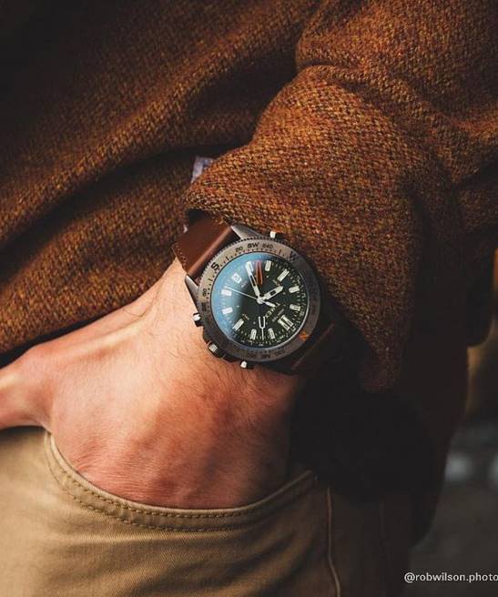 relojes | Timex Expedition North Tide-Temp-Compass Reloj de 43 mm con correa de cuero ecológico bronce/marrón/verde hombres Z8X2226