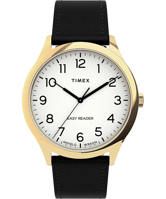 relojes | Timex Reloj Easy Reader Gen1 de 40 mm con correa de cuero tono dorado/negro/blanco hombres Z8X2190