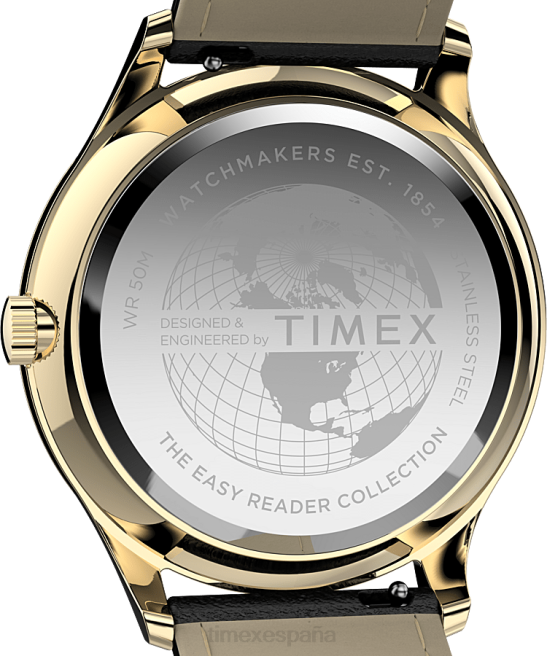 relojes | Timex Reloj Easy Reader Gen1 de 40 mm con correa de cuero tono dorado/negro/blanco hombres Z8X2190
