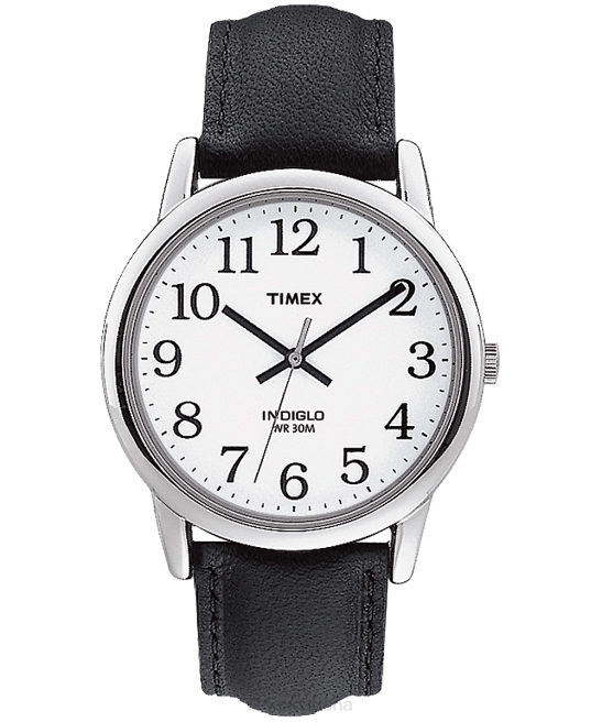 relojes | Timex Reloj Easy Reader de 35 mm con correa de cuero tono plateado/negro/blanco hombres Z8X2218