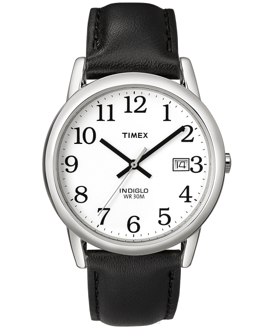 relojes | Timex Reloj Easy Reader de 35 mm con correa de cuero tono plateado/negro/blanco hombres Z8X2222