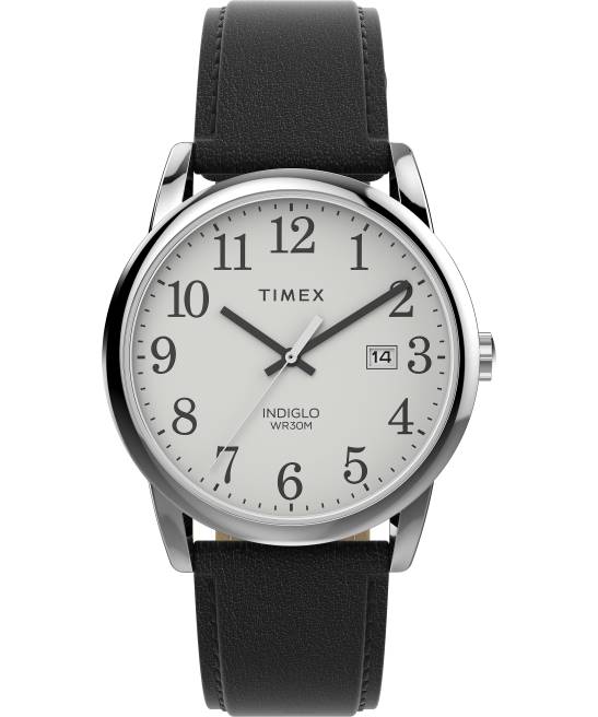 relojes | Timex Reloj Easy Reader de 38 mm con correa de cuero ajustable de una sola vez tono plateado/negro/blanco hombres Z8X2186