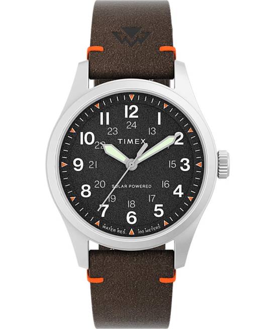 relojes | Timex Reloj Expedition North Field Solar de 36 mm con correa de cuero ecológico acero inoxidable/marrón/negro hombres Z8X2177