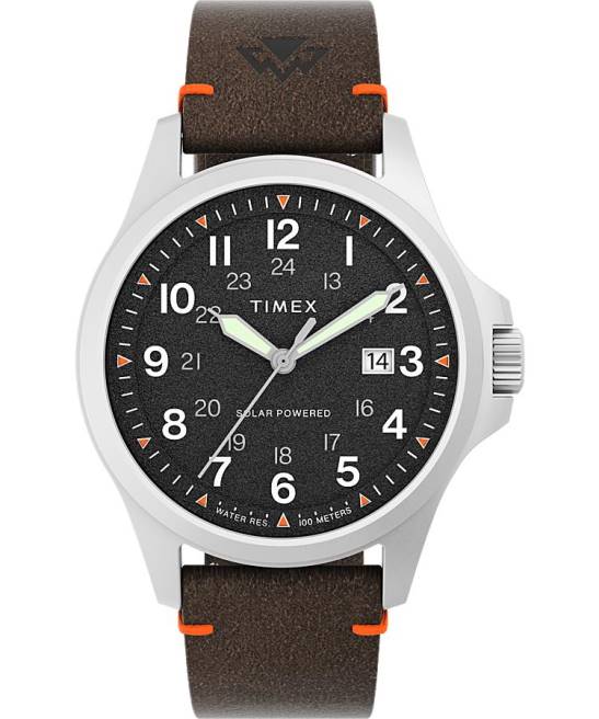 relojes | Timex Reloj Expedition North Field Solar de 41 mm con correa de cuero ecológico acero inoxidable/marrón/negro hombres Z8X2209