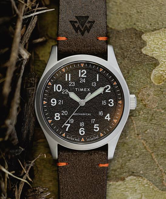 relojes | Timex Reloj Expedition North Field mecánico de 38 mm con correa de cuero ecológico acero inoxidable/marrón/negro hombres Z8X2207