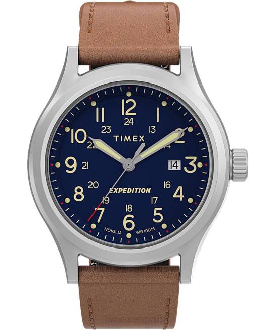 relojes | Timex Reloj Expedition North Sierra de 40 mm con correa de cuero. acero inoxidable/azul hombres Z8X2213