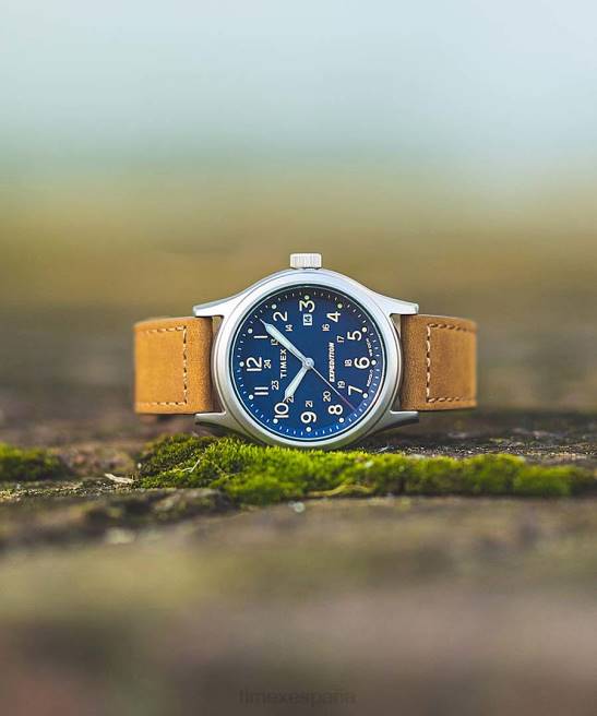 relojes | Timex Reloj Expedition North Sierra de 40 mm con correa de cuero. acero inoxidable/azul hombres Z8X2213