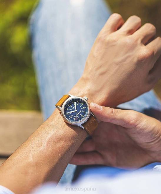 relojes | Timex Reloj Expedition North Sierra de 40 mm con correa de cuero. acero inoxidable/azul hombres Z8X2213