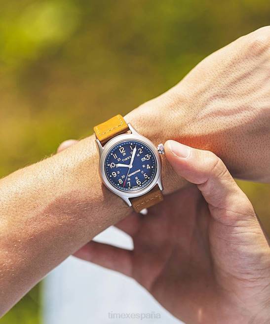 relojes | Timex Reloj Expedition North Sierra de 40 mm con correa de cuero. acero inoxidable/azul hombres Z8X2213