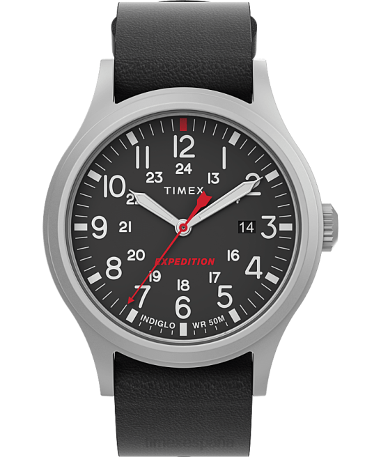 relojes | Timex Reloj Expedition North Sierra de 40 mm con correa de cuero. acero inoxidable/negro hombres Z8X2224