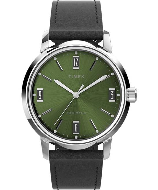 relojes | Timex Reloj Marlin automático de 40 mm con correa de piel. acero inoxidable/negro/verde hombres Z8X2228