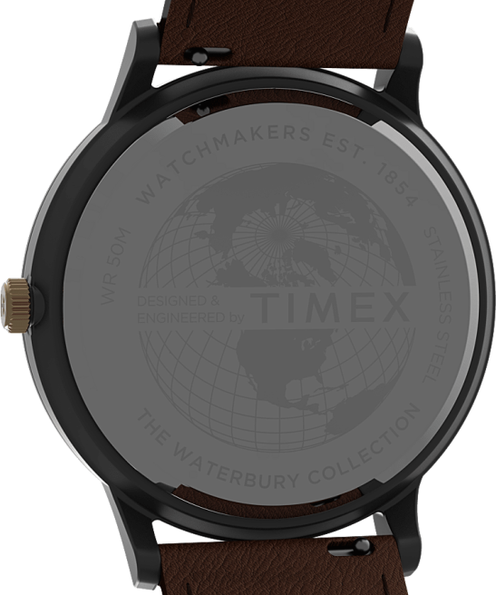 relojes | Timex Reloj Waterbury Classic con día y fecha de 40 mm con correa de cuero bronce/marrón/azul hombres Z8X2230