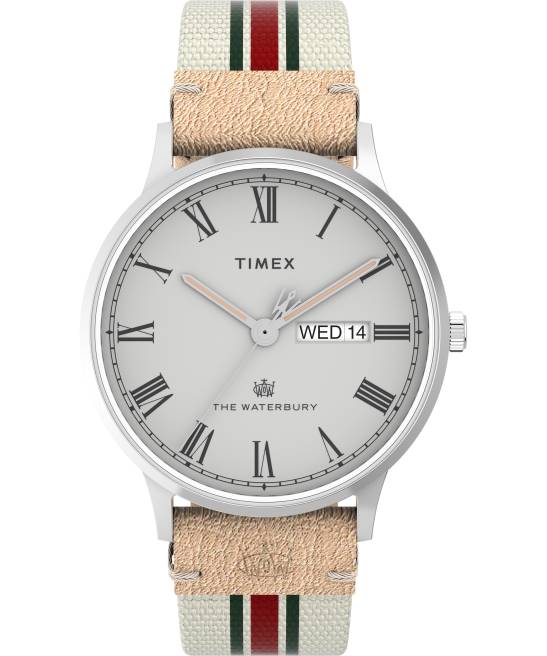 relojes | Timex Reloj Waterbury Classic de 40 mm con correa de materiales mixtos acero inoxidable/blanco/gris hombres Z8X2205