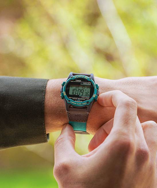 relojes | Timex Reloj atlantis de 40 mm con correa de tela y piel. marrón/verde hombres Z8X2238