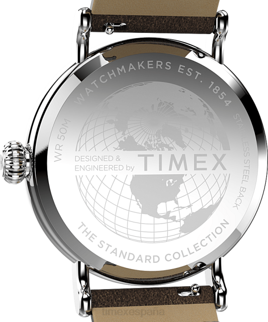 relojes | Timex Reloj estándar con correa de cuero ecológico de 40 mm. tono plateado/marrón/verde hombres Z8X2179