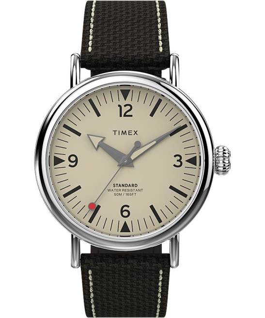 relojes | Timex Reloj estándar con correa de tela de 40 mm. tono plateado/marrón/crema hombres Z8X2191
