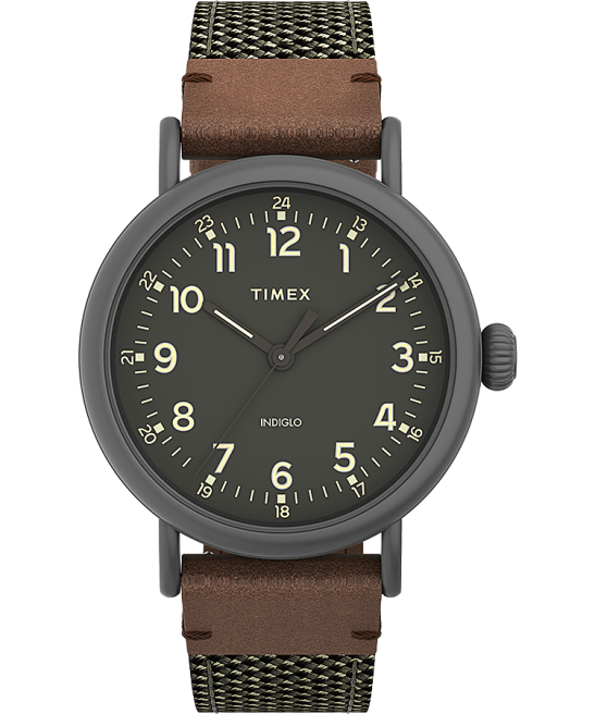 relojes | Timex Reloj estándar con correa de tela y cuero de 40 mm. bronce/verde hombres Z8X2199