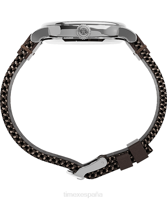 relojes | Timex Reloj estándar con correa de tela y cuero de 40 mm. tono plateado/marrón/negro hombres Z8X2201