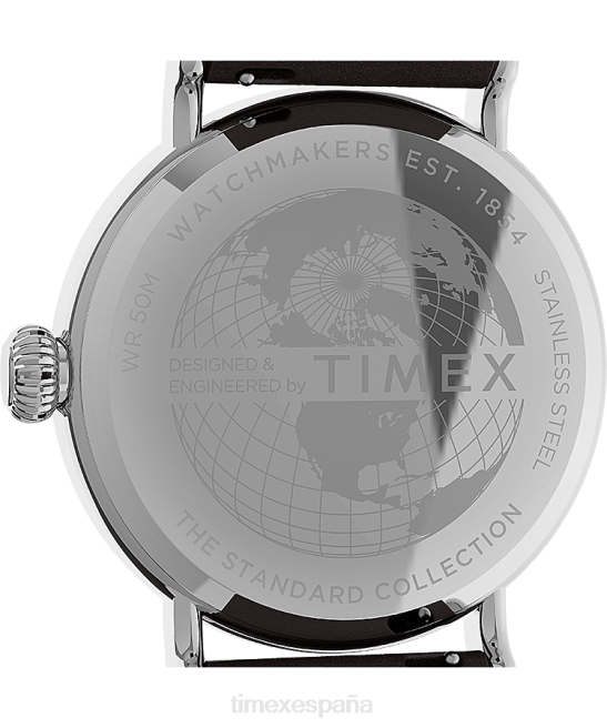 relojes | Timex Reloj estándar con correa de tela y cuero de 40 mm. tono plateado/marrón/negro hombres Z8X2201