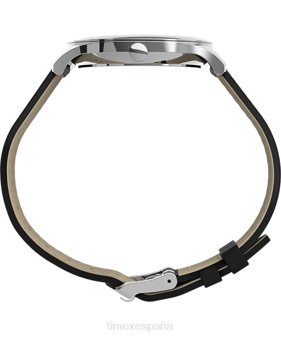 relojes | Timex Reloj moderno Easy Reader de 40 mm con correa de cuero tono plateado/negro hombres Z8X2189