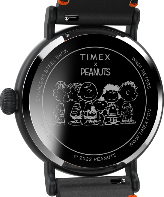 relojes | Timex estándar x cacahuetes con reloj snoopy dia de los muertos de 40 mm con correa de cuero negro/naranja hombres Z8X2236