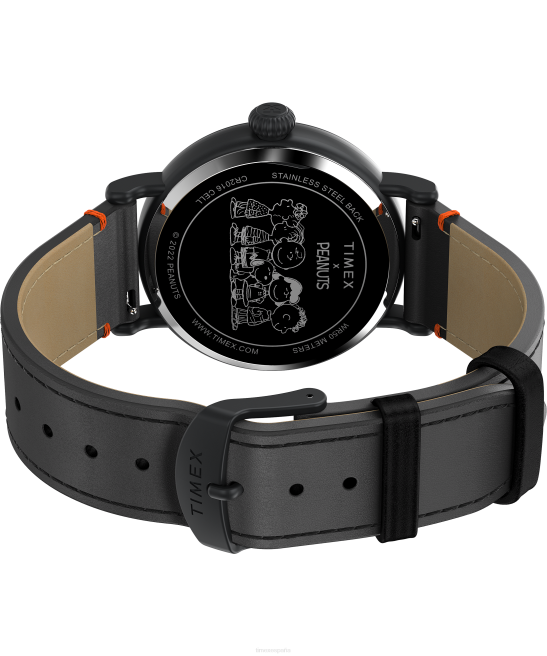 relojes | Timex estándar x cacahuetes con reloj snoopy dia de los muertos de 40 mm con correa de cuero negro/naranja hombres Z8X2236