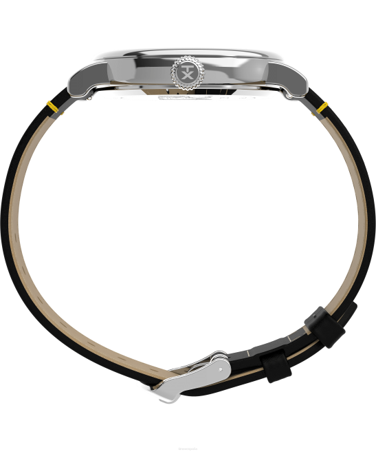 relojes | Timex reloj estándar x cacahuetes con correa de cuero de 40 mm del día de San Patricio de Snoopy tono plateado/negro/amarillo hombres Z8X2176