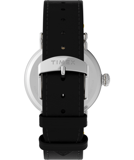 relojes | Timex reloj estándar x cacahuetes con correa de cuero de 40 mm del día de San Patricio de Snoopy tono plateado/negro/amarillo hombres Z8X2176