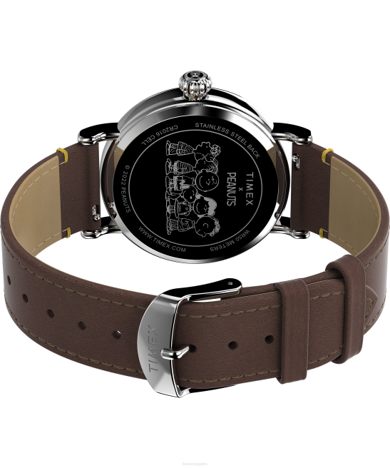 relojes | Timex reloj estándar x cacahuetes con snoopy de acción de gracias de 40 mm con correa de cuero marrón hombres Z8X2187