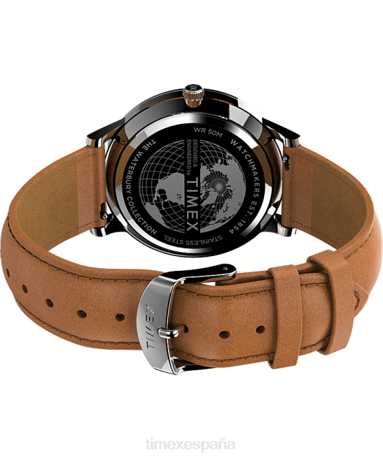 relojes | Timex reloj waterbury clásico de 40 mm con correa de cuero acero inoxidable/bronceado/azul hombres Z8X2237