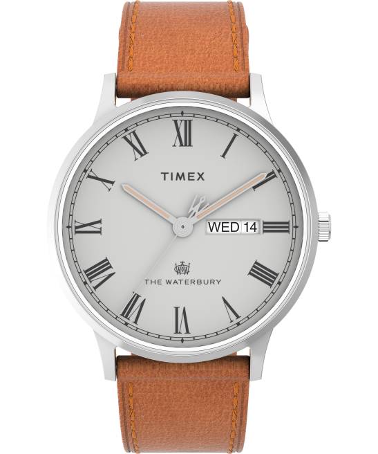 relojes | Timex reloj waterbury clásico de 40 mm con correa de cuero acero inoxidable/bronceado/gris hombres Z8X2212