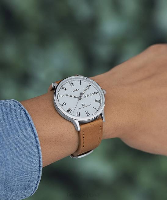 relojes | Timex reloj waterbury clásico de 40 mm con correa de cuero acero inoxidable/bronceado/gris hombres Z8X2212