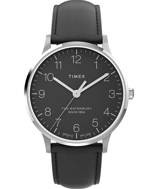 relojes | Timex reloj waterbury clásico de 40 mm con correa de cuero acero inoxidable/negro hombres Z8X2181