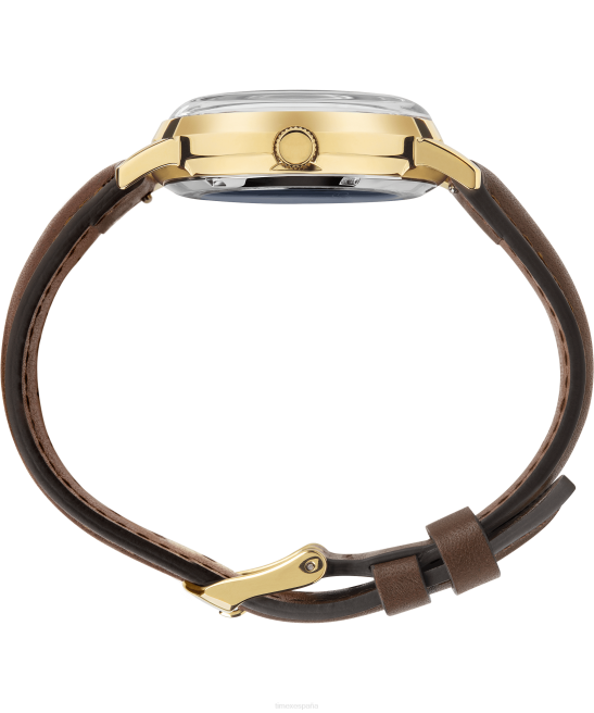 relojes | Timex x Brooks Brothers Marlin automático en tono dorado, juego de correa de cuero y correa de tela de 38 mm acero inoxidable/marrón/crema hombres Z8X2175