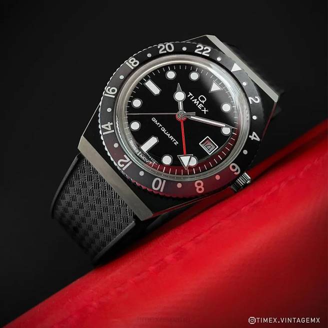 relojes | Q Timex reloj gmt de 38 mm con correa de caucho sintético bronce/negro hombres Z8X230