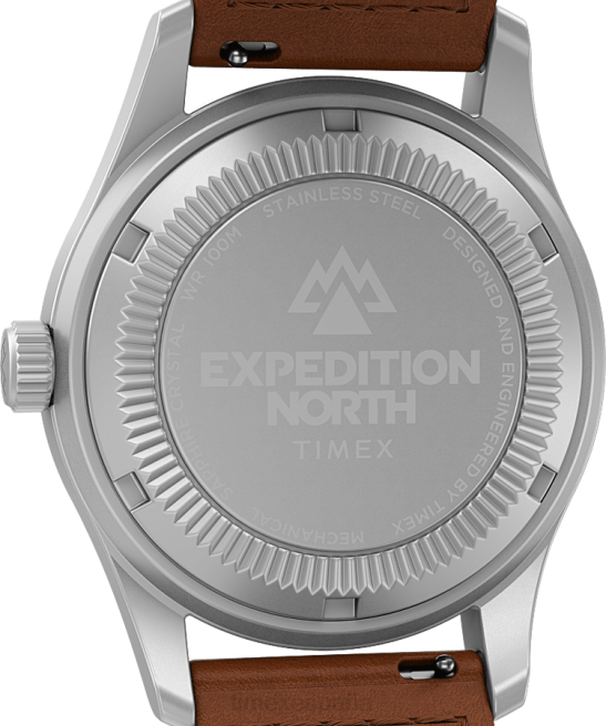 relojes | Timex Expedition North Field Post Reloj mecánico de 38 mm con correa de cuero ecológico acero inoxidable/marrón/blanco hombres Z8X23