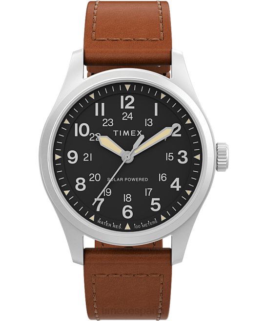 relojes | Timex Expedition North Field Post Solar Reloj de 36 mm con correa de cuero ecológico acero inoxidable/marrón/negro hombres Z8X222