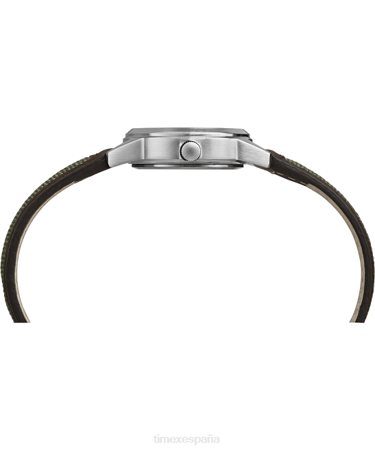 relojes | Timex Reloj Expedition Field Mini de 26 mm con correa de cuero. cromo/marrón/verde hombres Z8X225