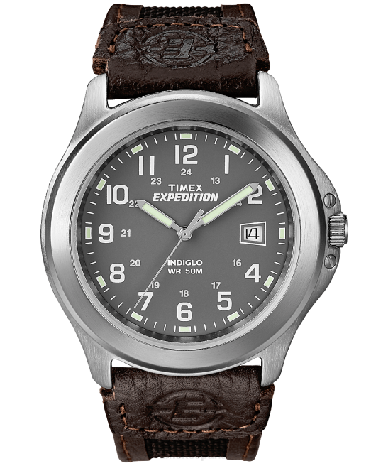 relojes | Timex Reloj Expedition Metal Field de 40 mm con correa de cuero tono plateado/negro/gris hombres Z8X224