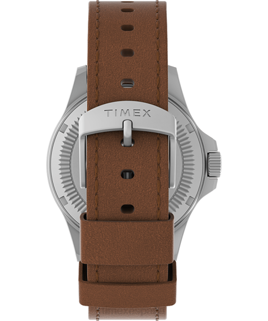 relojes | Timex Reloj Expedition North Field Post Solar de 41 mm con correa de cuero ecológico acero inoxidable/marrón/azul hombres Z8X28