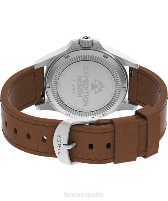 relojes | Timex Reloj Expedition North Field Post Solar de 41 mm con correa de cuero ecológico acero inoxidable/marrón/azul hombres Z8X28