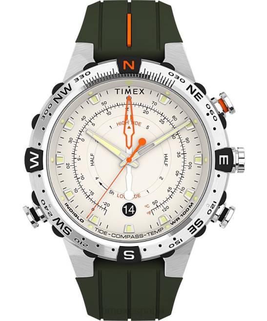 relojes | Timex Reloj Expedition North Tide-Temp-Compass de 45 mm con correa de silicona acero inoxidable/gris/negro hombres Z8X229