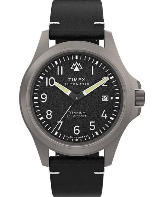 relojes | Timex Reloj Expedition North Titanium automático de 41 mm con correa de piel ecológica. titanio/negro hombres Z8X227
