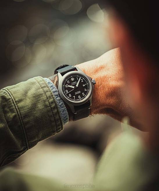 relojes | Timex Reloj Expedition North Titanium automático de 41 mm con correa de piel ecológica. titanio/negro hombres Z8X227