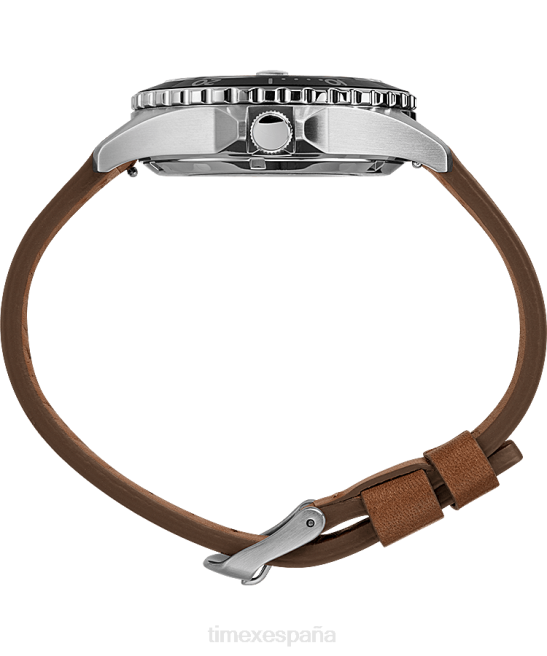 relojes | Timex reloj navi xl automático de 41 mm con correa de cuero acero inoxidable/marrón/verde hombres Z8X210