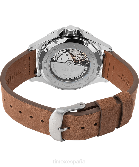 relojes | Timex reloj navi xl automático de 41 mm con correa de cuero acero inoxidable/marrón/verde hombres Z8X210